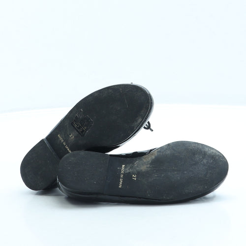 French Sole Girls Black Leather Ballet Flat UK 9 27