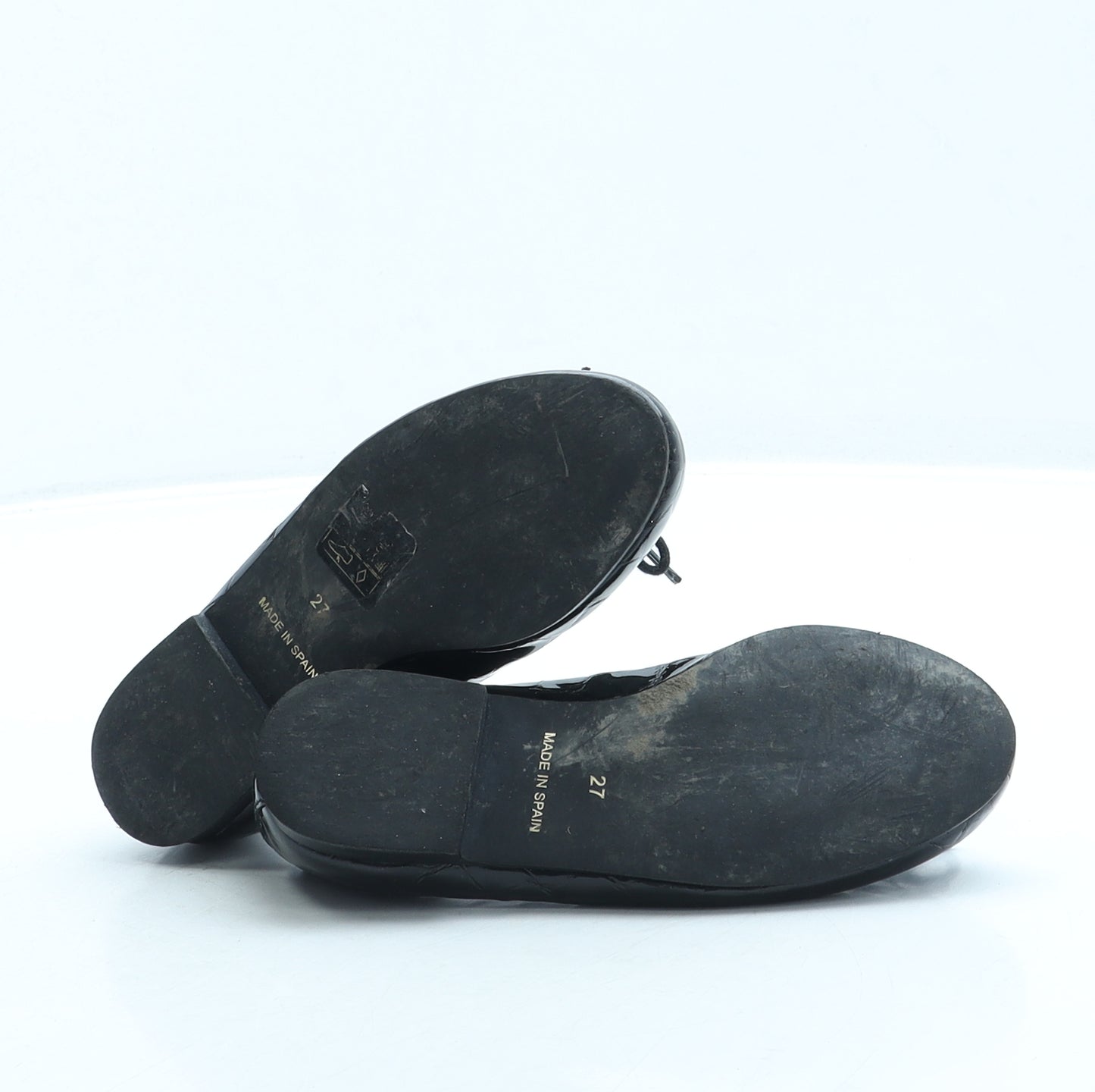 French Sole Girls Black Leather Ballet Flat UK 9 27