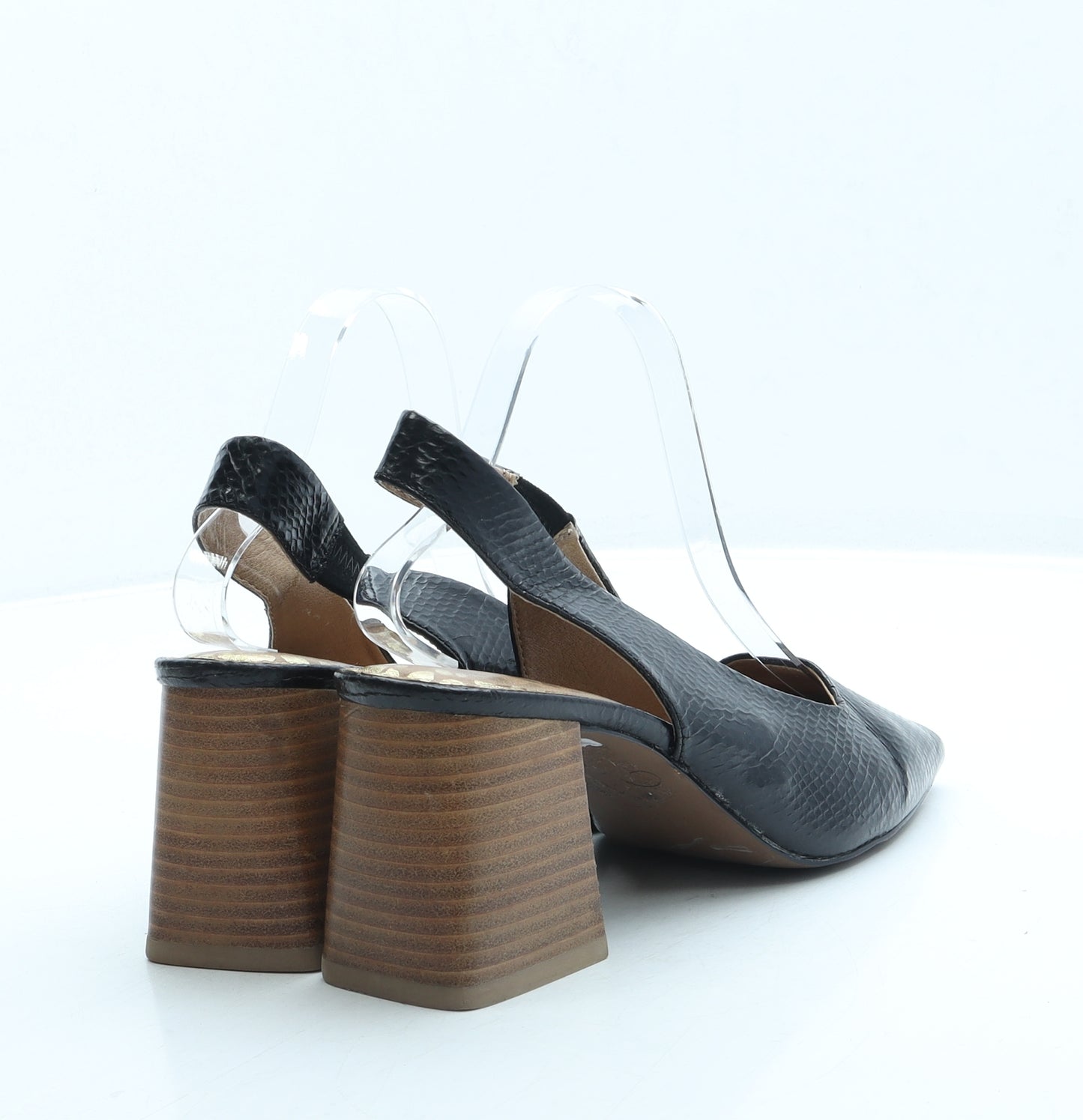 NEXT Womens Black Leather Slingback Heel UK 7 41 - Wide Fit