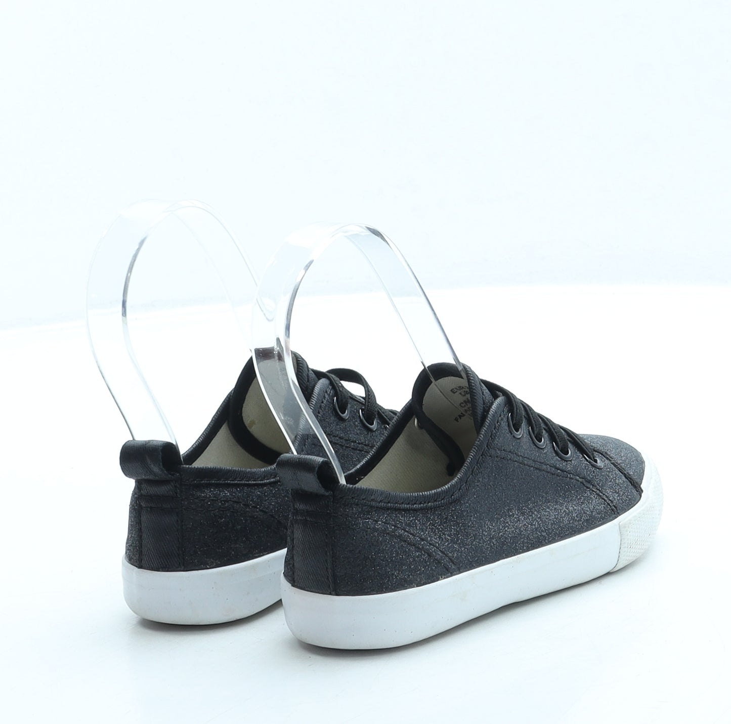 Preworn Girls Black Polyester Slip On Flat UK 8.5 26