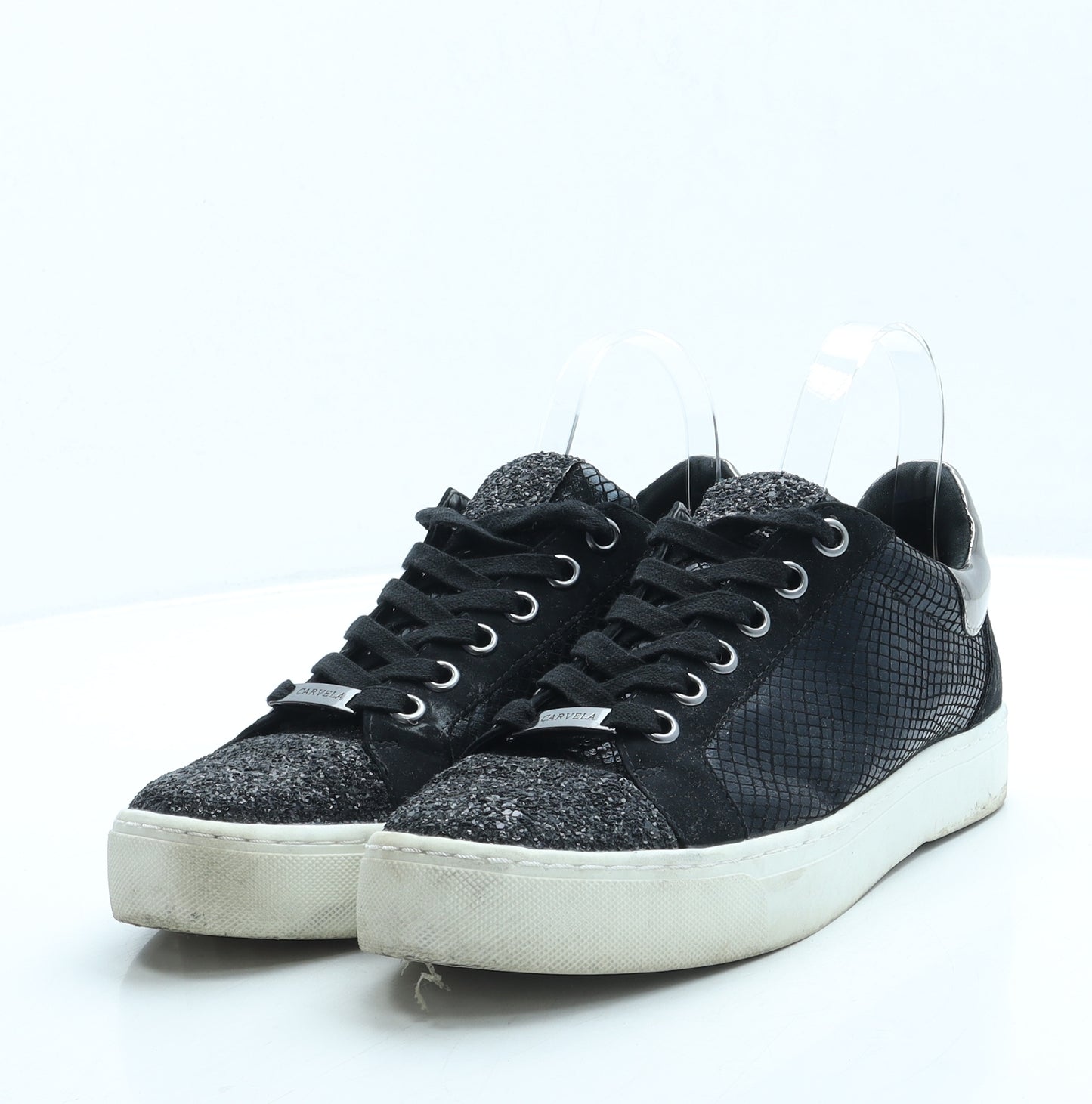 Carvela Womens Black Animal Print Polyester Trainer UK 7 40