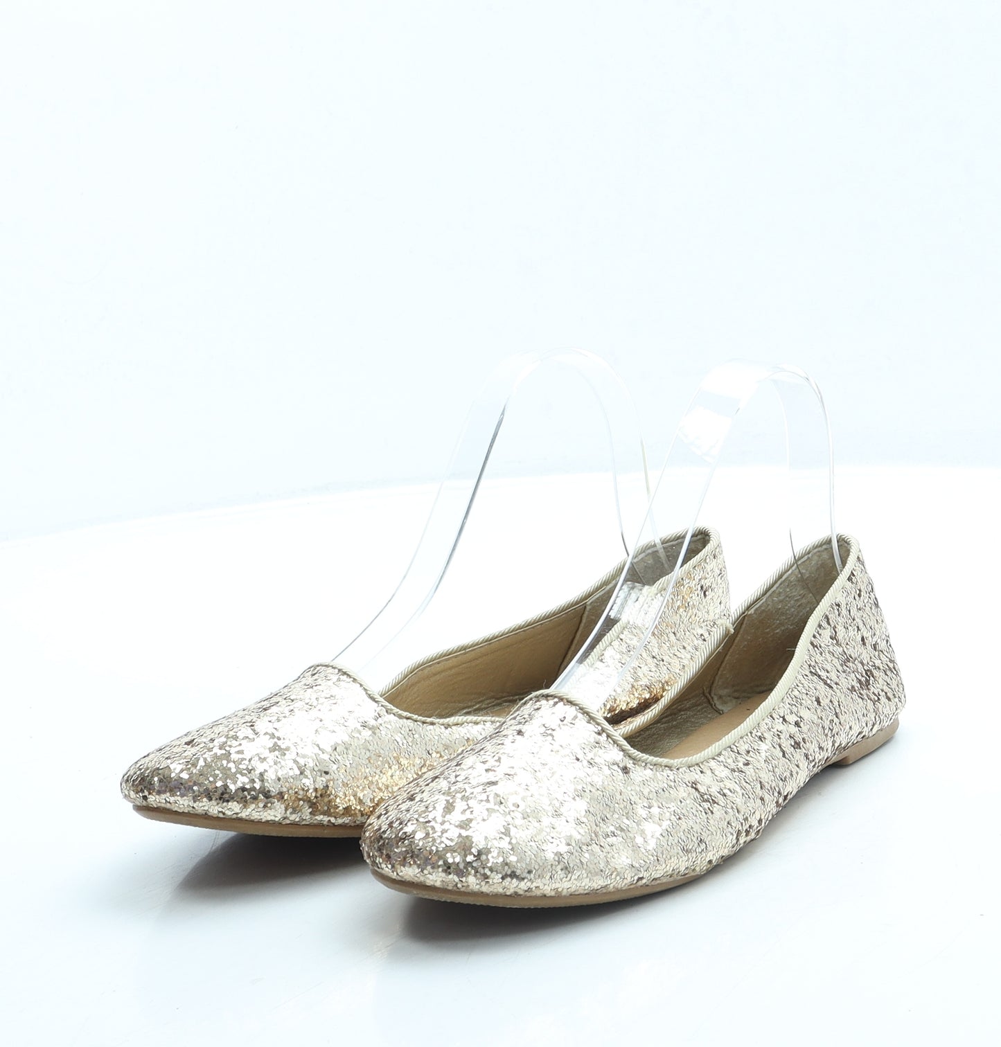 Atmosphere Womens Gold Polyester Flat UK 5 38