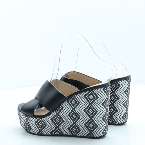 La Strada Womens Black Geometric Leather Platform Heel UK 6 39