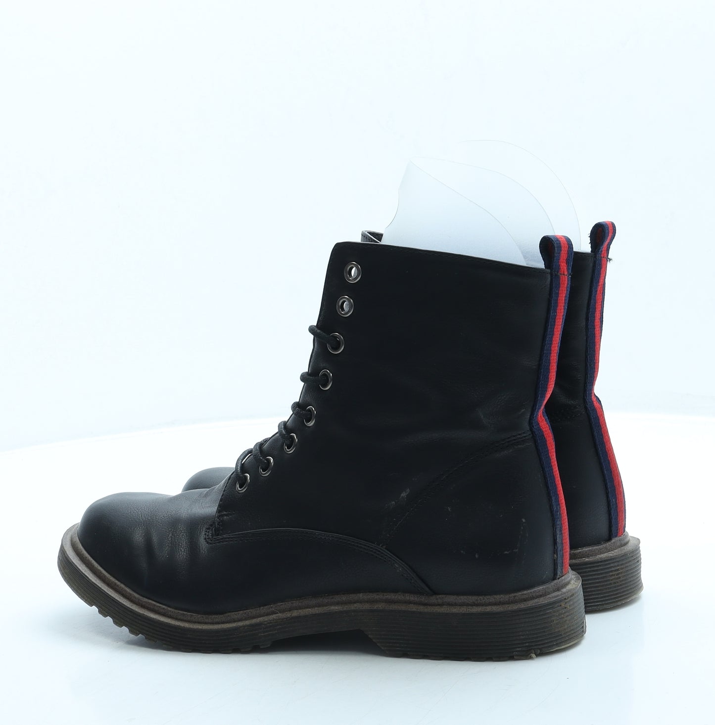 New Look Womens Black Leather Combat Boot UK 6 39