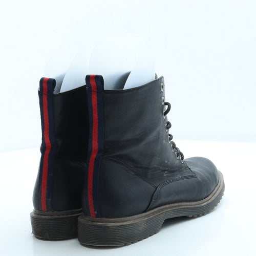 New Look Womens Black Leather Combat Boot UK 6 39