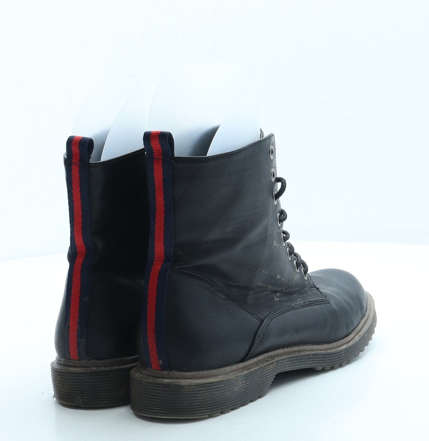 New Look Womens Black Leather Combat Boot UK 6 39