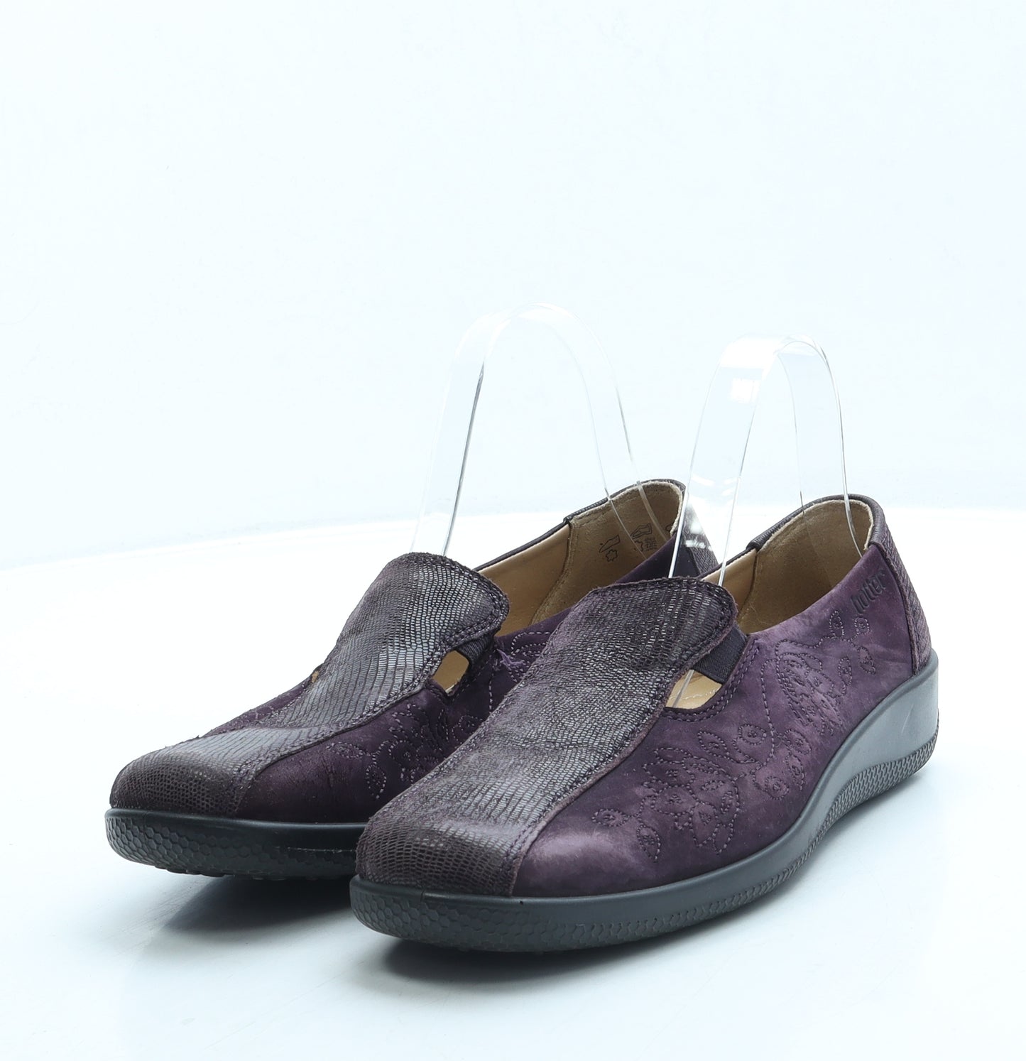 Hotter Womens Purple Leather Loafer Flat UK 6 39 US 8