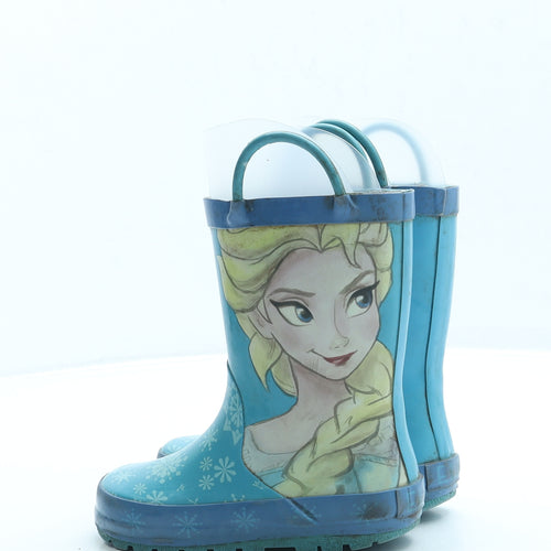 Preworn Girls Blue Rubber Wellies Boot UK 8 - Frozen