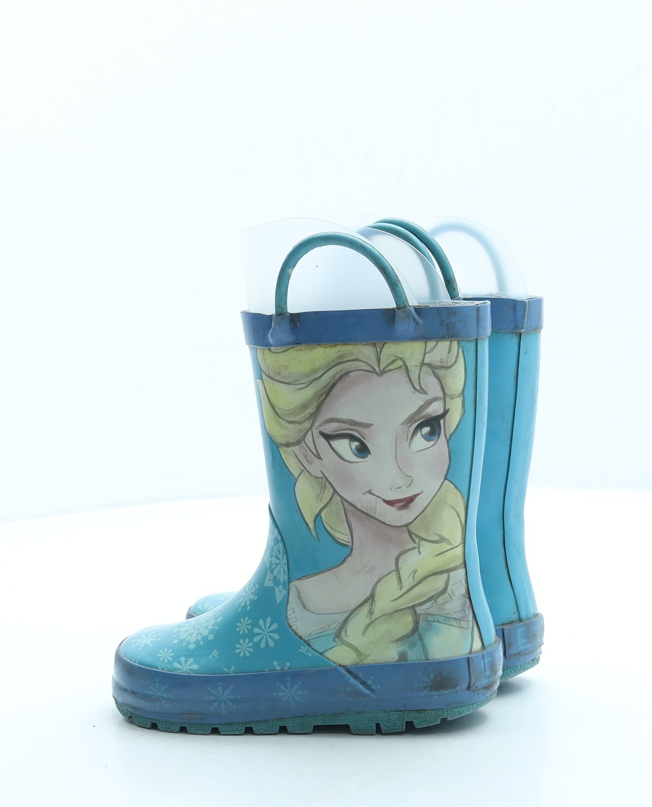 Preworn Girls Blue Rubber Wellies Boot UK 8 - Frozen