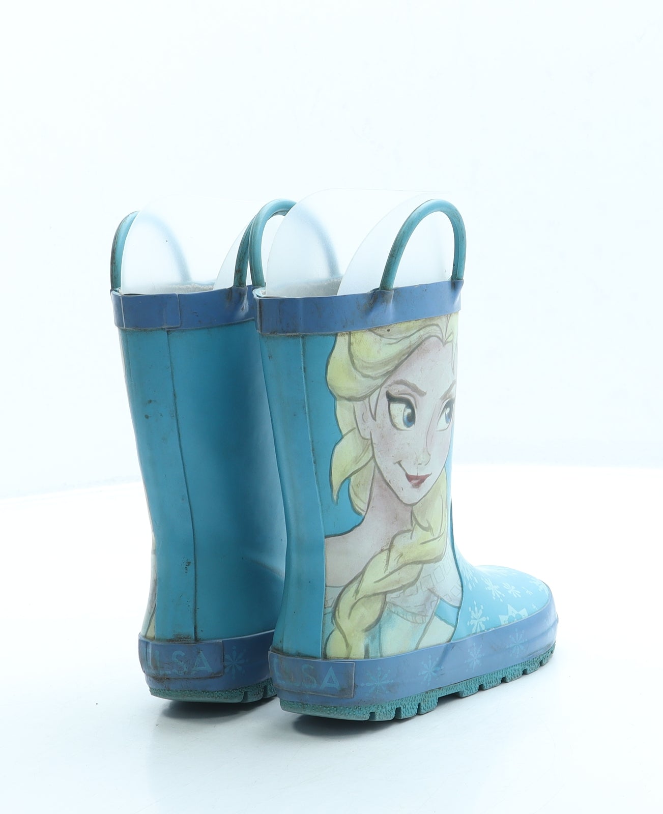Preworn Girls Blue Rubber Wellies Boot UK 8 - Frozen