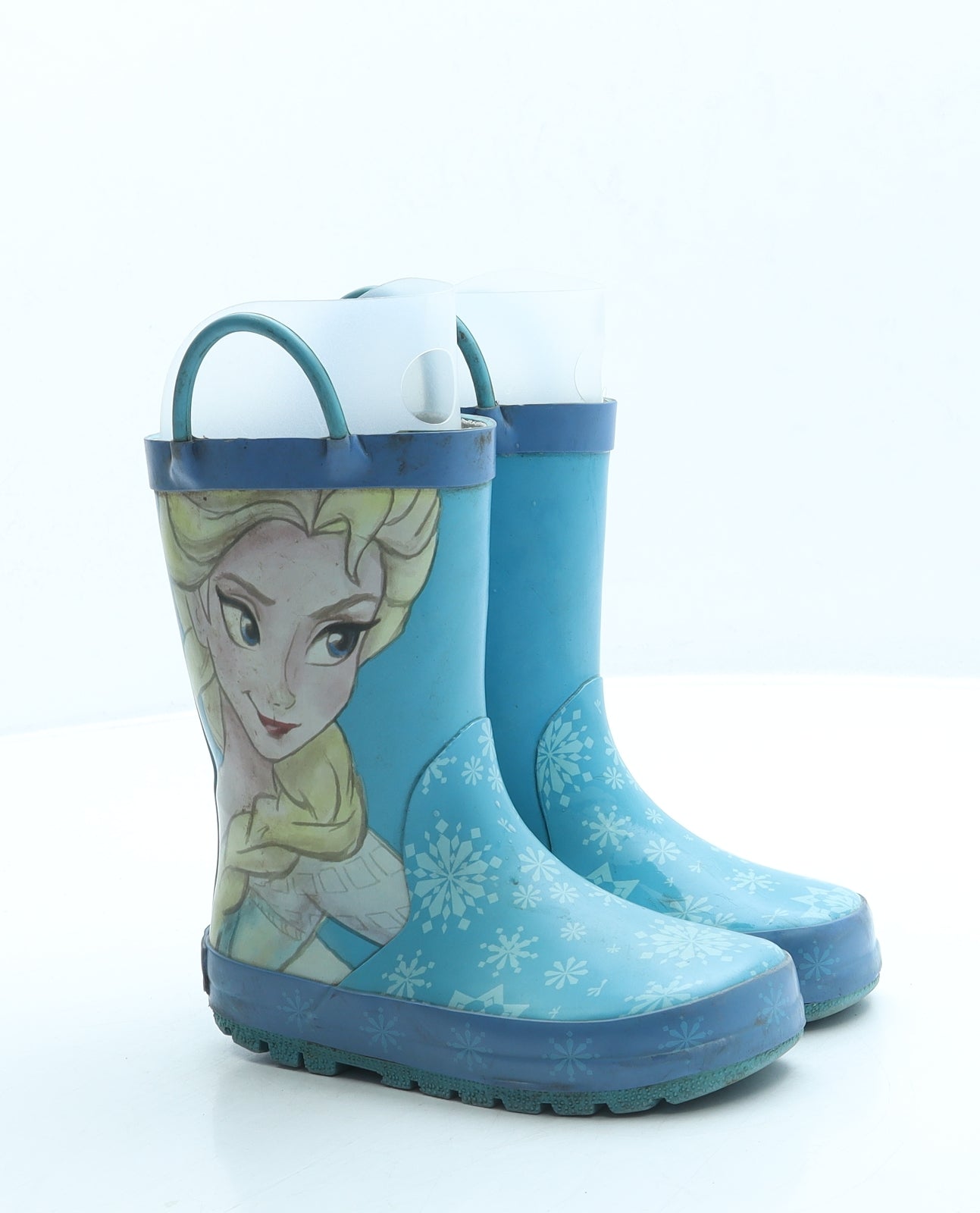 Preworn Girls Blue Rubber Wellies Boot UK 8 - Frozen