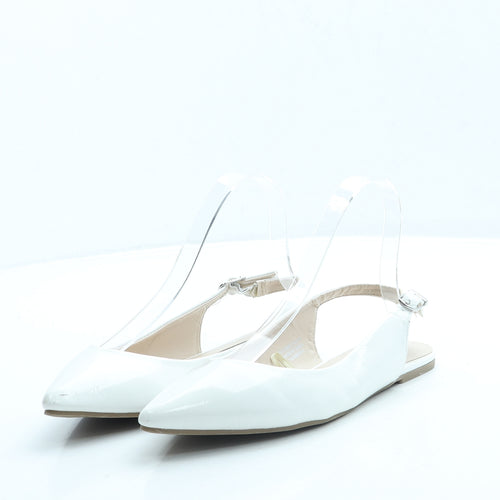 Atmosphere Womens White Leather Slingback Flat UK 4 37 US 6
