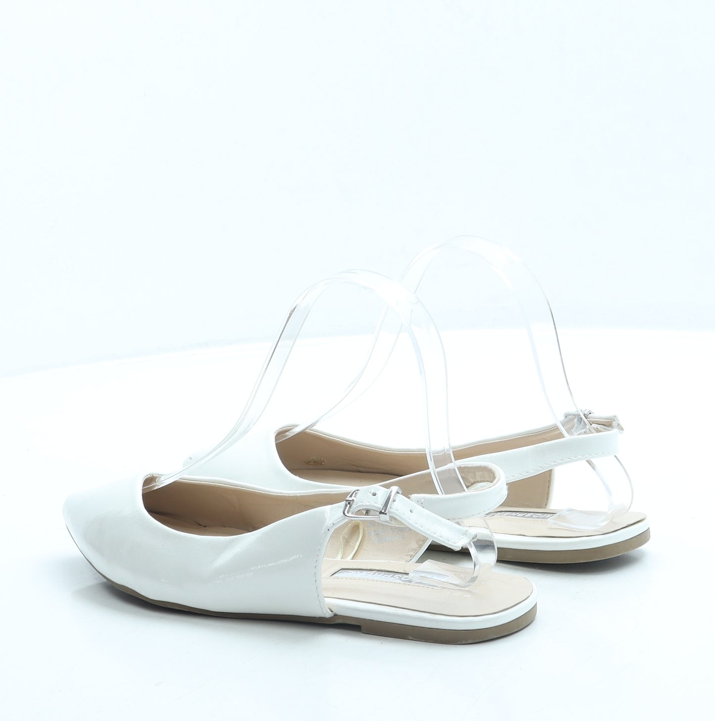 Atmosphere Womens White Leather Slingback Flat UK 4 37 US 6