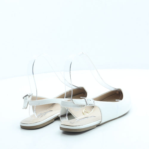 Atmosphere Womens White Leather Slingback Flat UK 4 37 US 6