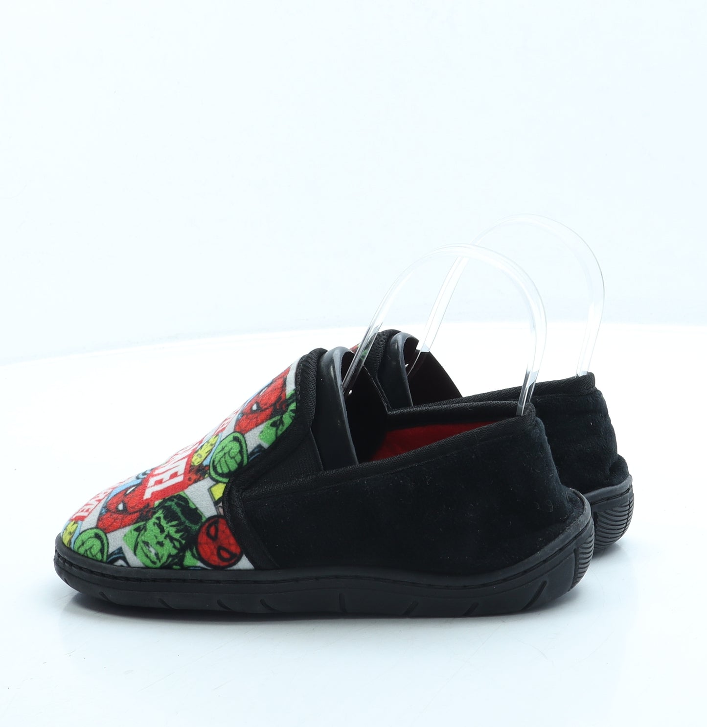 Nutmeg Boys Black Geometric Polyester Slip On Slipper UK 2 34 - Marvel