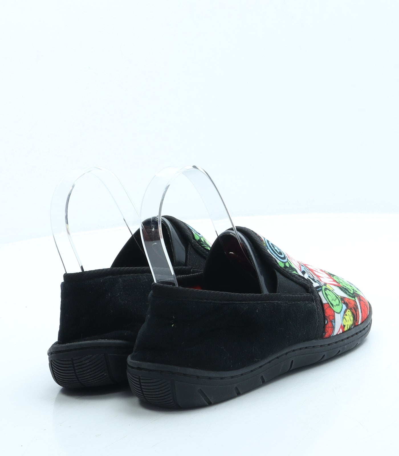 Nutmeg Boys Black Geometric Polyester Slip On Slipper UK 2 34 - Marvel