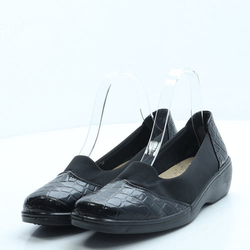 Preworn Womens Black Animal Print Polyester Slip On Flat UK 4