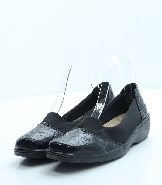 Preworn Womens Black Animal Print Polyester Slip On Flat UK 4