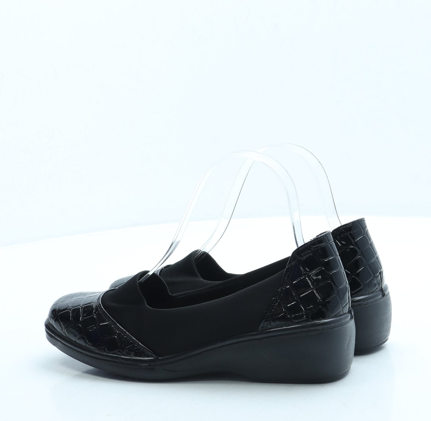 Preworn Womens Black Animal Print Polyester Slip On Flat UK 4