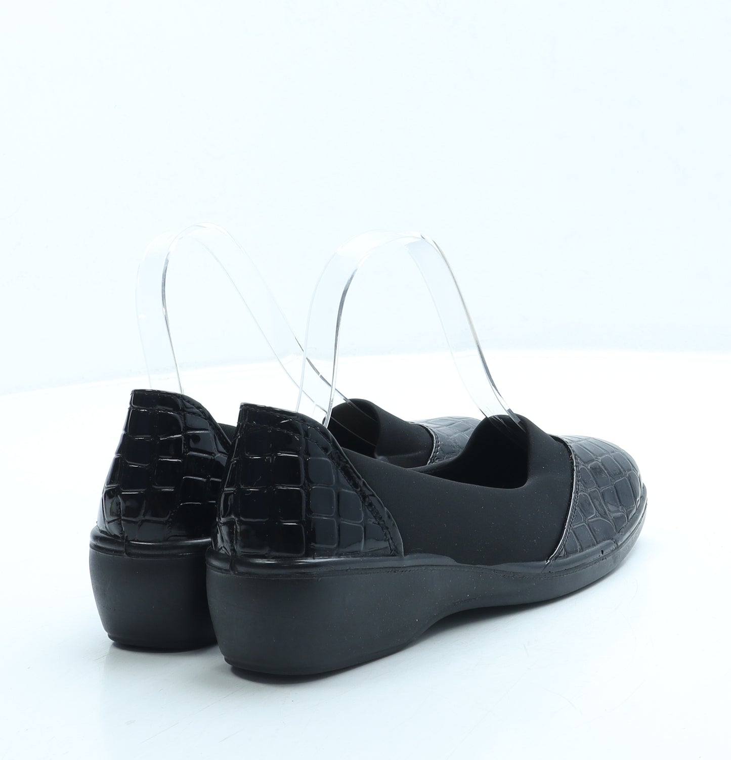 Preworn Womens Black Animal Print Polyester Slip On Flat UK 4