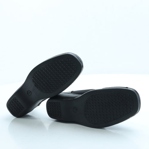 Preworn Womens Black Animal Print Polyester Slip On Flat UK 4