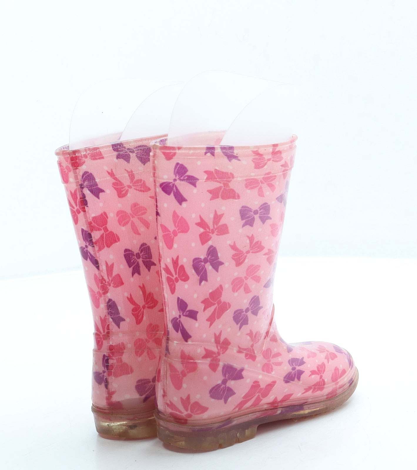 Preworn Girls Pink Geometric Rubber Wellies Boot UK 7