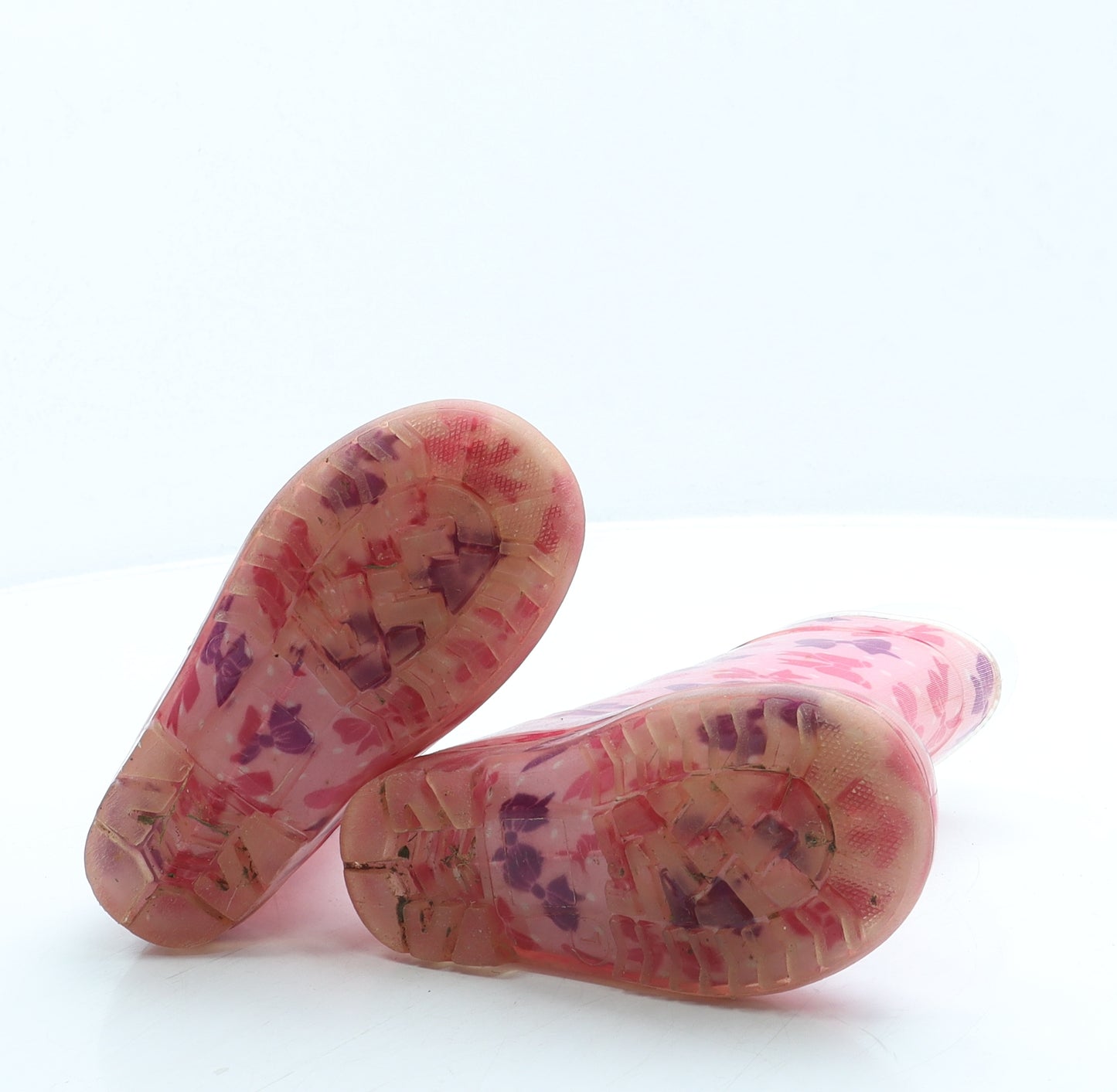 Preworn Girls Pink Geometric Rubber Wellies Boot UK 7