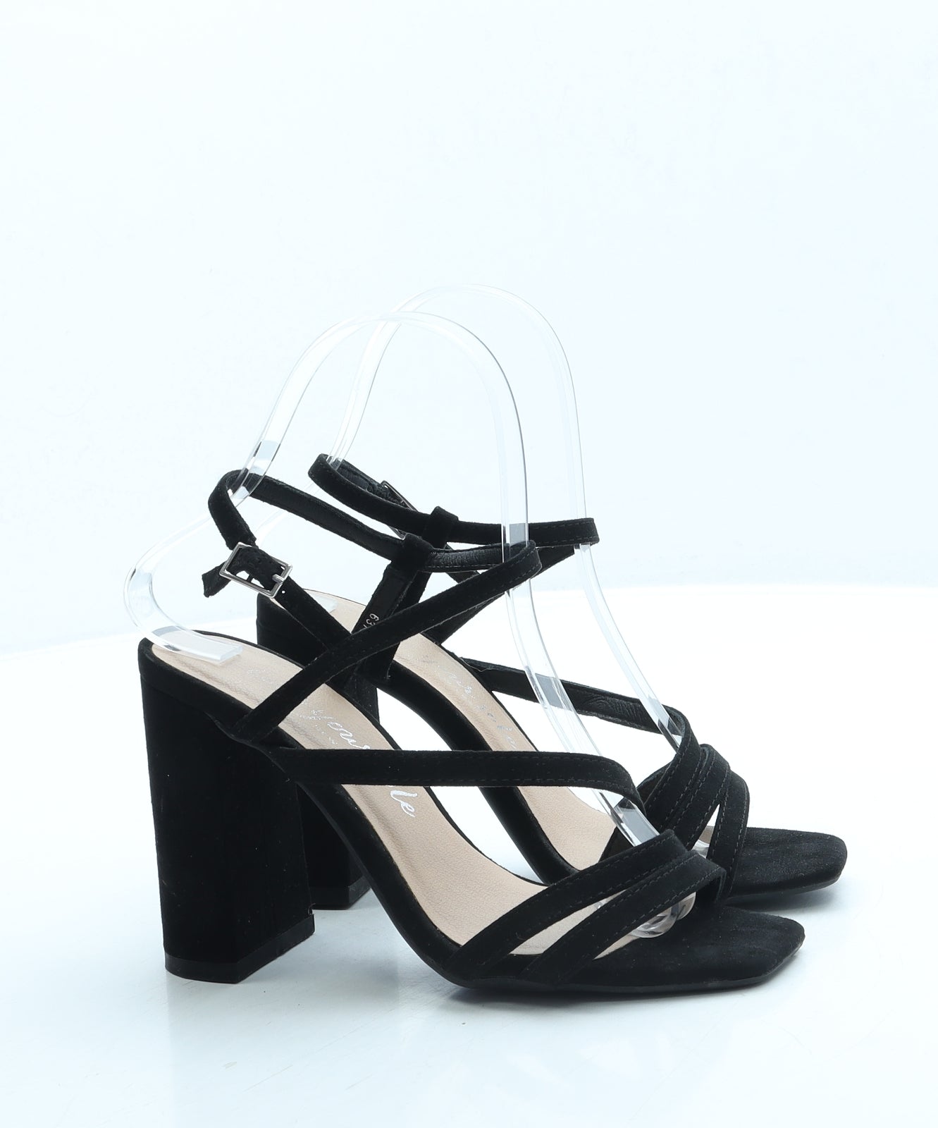 New Look Womens Black Suede Strappy Heel UK 3 36