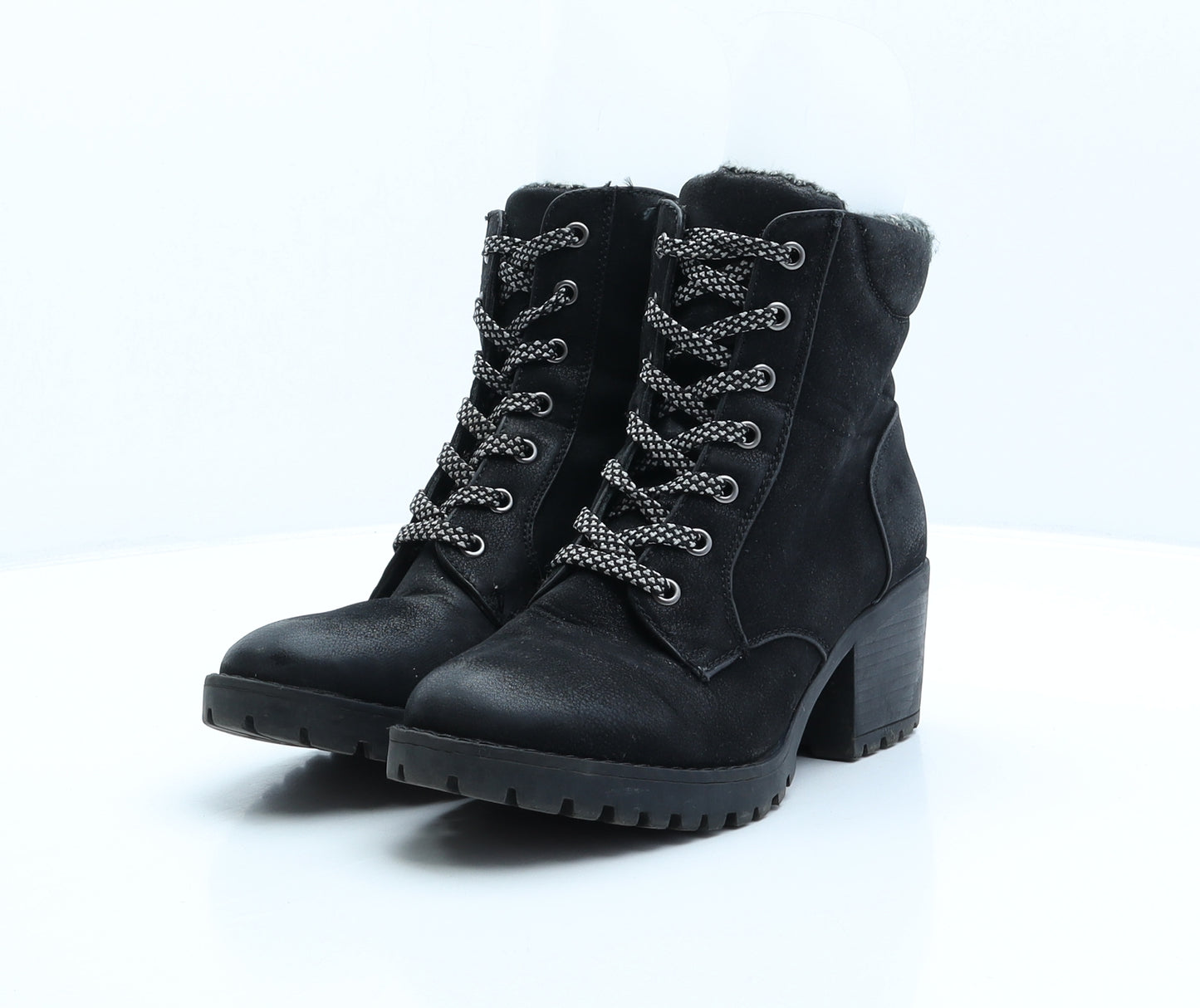 Preworn Womens Black Synthetic Combat Boot UK 6