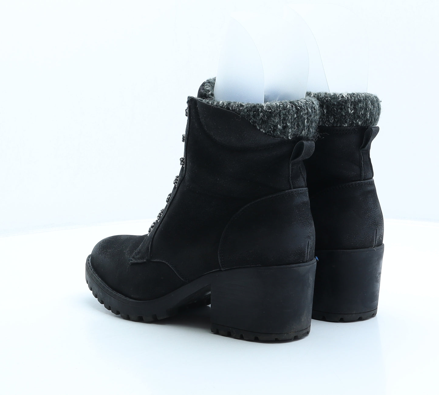 Preworn Womens Black Synthetic Combat Boot UK 6