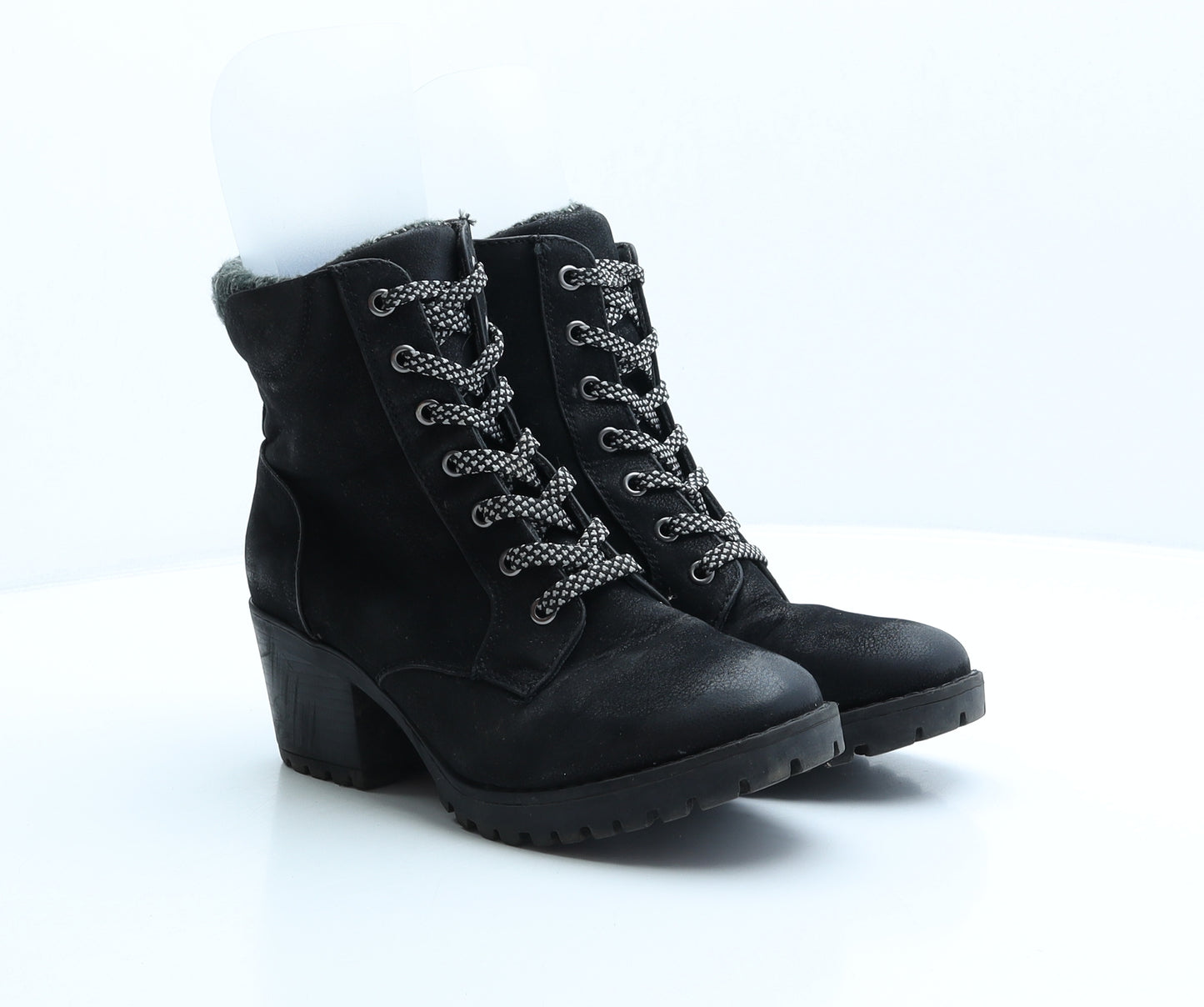 Preworn Womens Black Synthetic Combat Boot UK 6