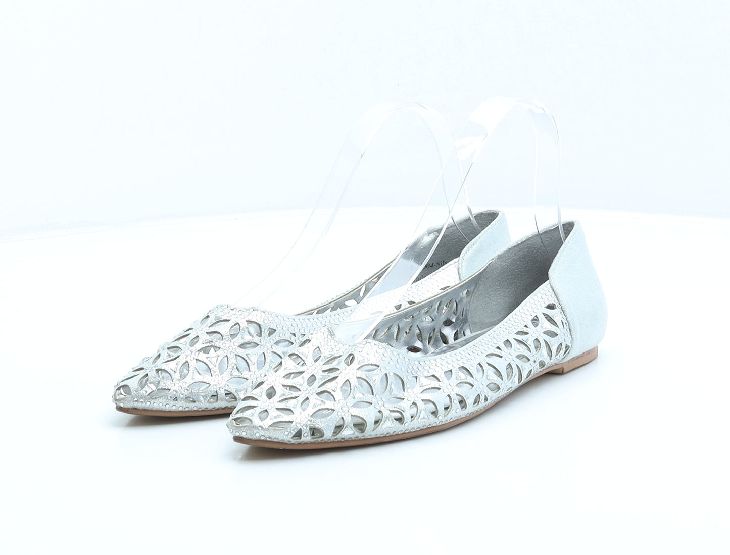 Shalimar Womens Silver Geometric Synthetic Ballet Flat UK 5 38