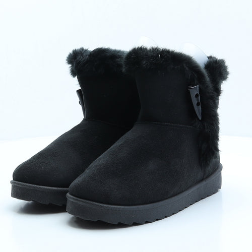 Lilley Womens Black Polyester Shearling Style Boot UK 5