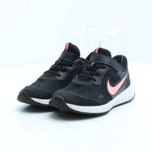 Nike Girls Black Geometric Synthetic Trainer UK 1 33 - Revolution