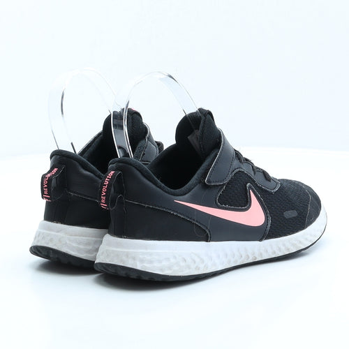 Nike Girls Black Geometric Synthetic Trainer UK 1 33 - Revolution