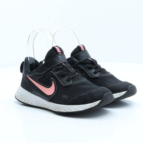 Nike Girls Black Geometric Synthetic Trainer UK 1 33 - Revolution