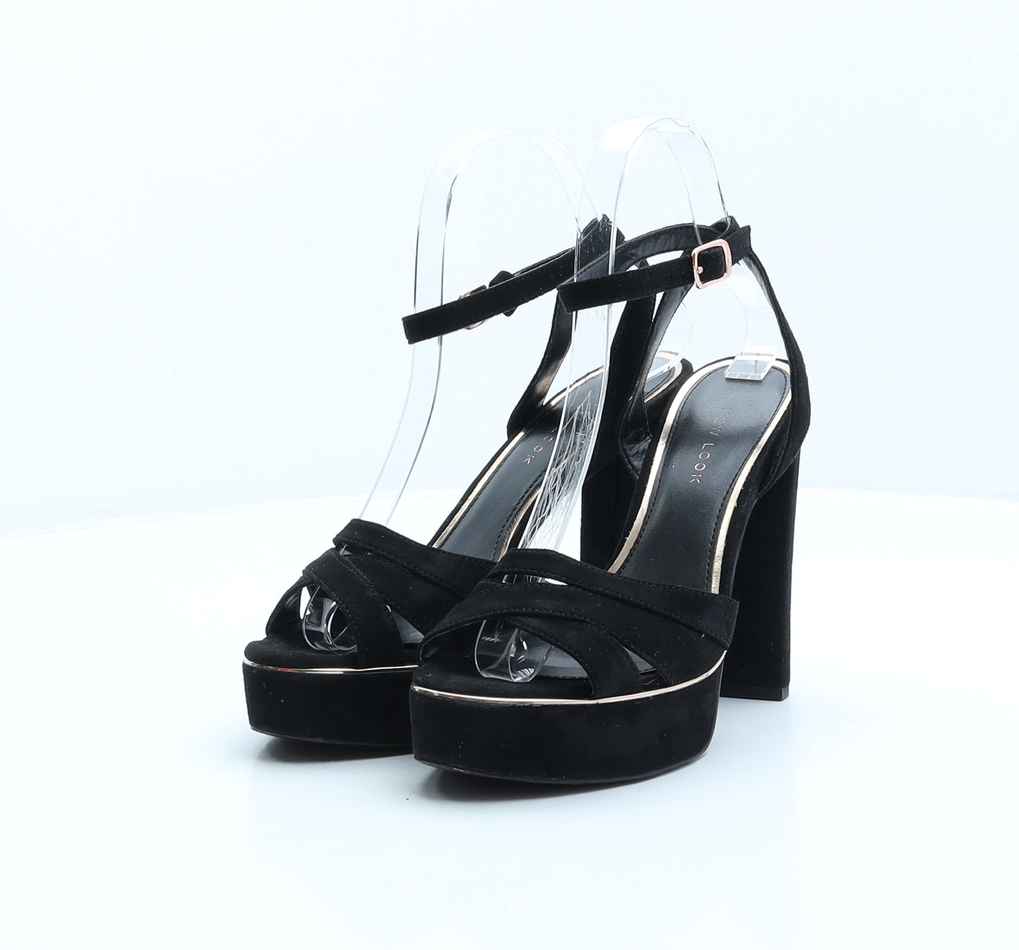 New Look Womens Black Polyester Platform Heel UK 4 37