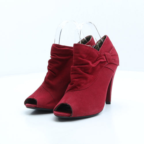 George Womens Red Polyester Bootie Boot UK 6