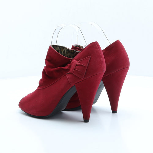 George Womens Red Polyester Bootie Boot UK 6