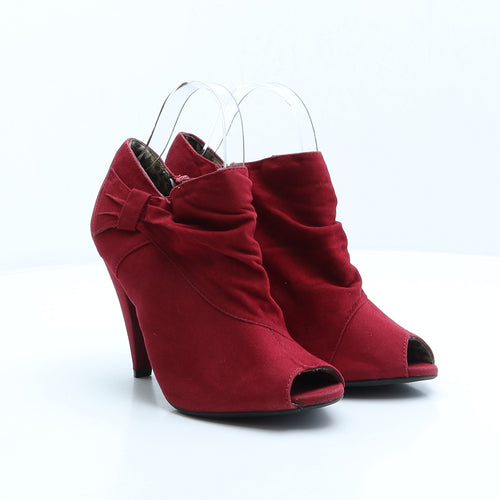 George Womens Red Polyester Bootie Boot UK 6