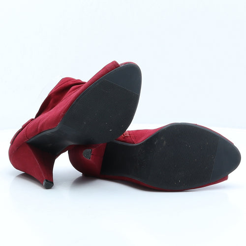 George Womens Red Polyester Bootie Boot UK 6