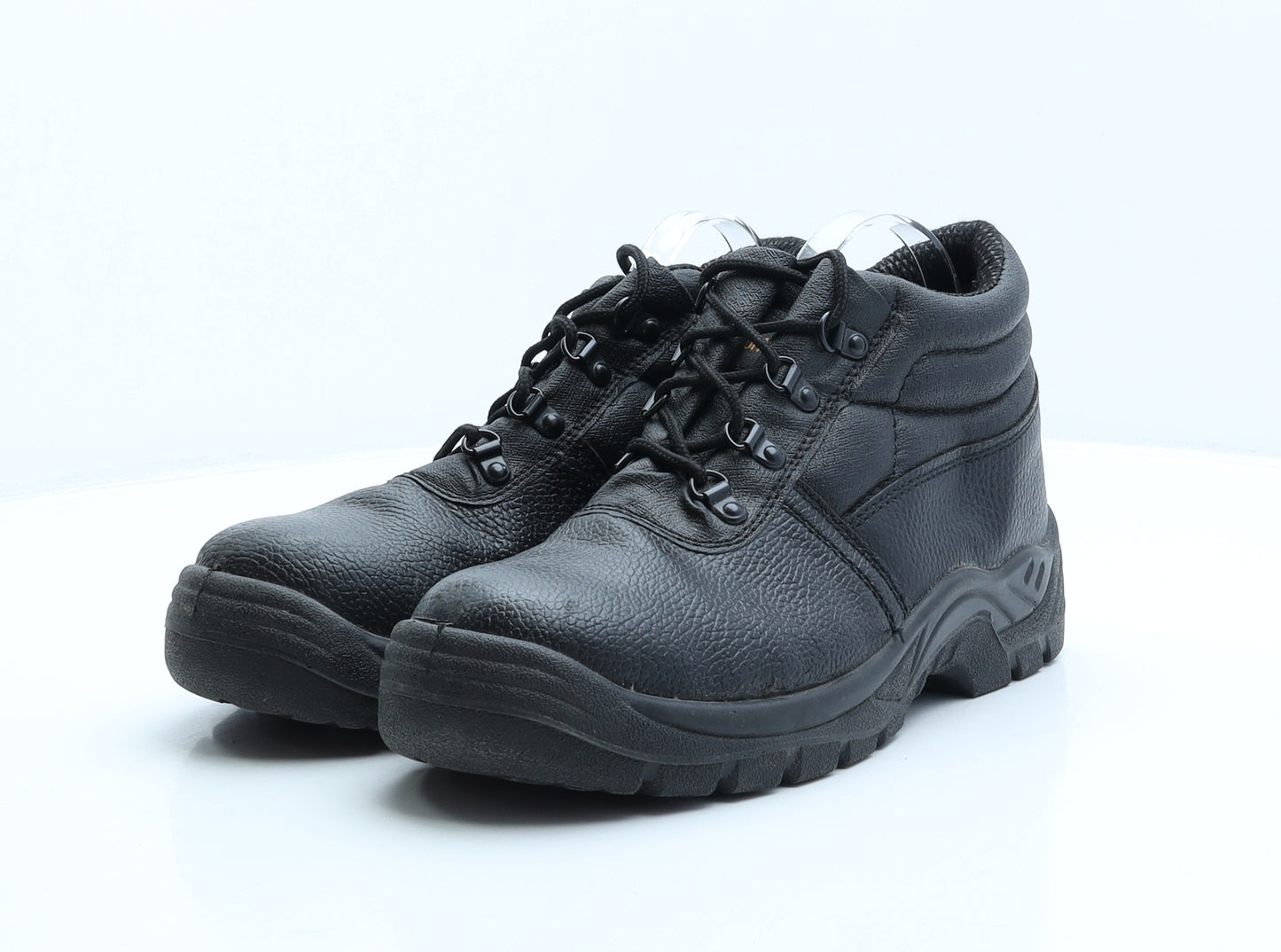 Work Tough Mens Black Leather Trainer UK 7 41 - Oil Resistant, Work shoes