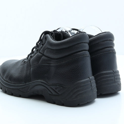 Work Tough Mens Black Leather Trainer UK 7 41 - Oil Resistant, Work shoes