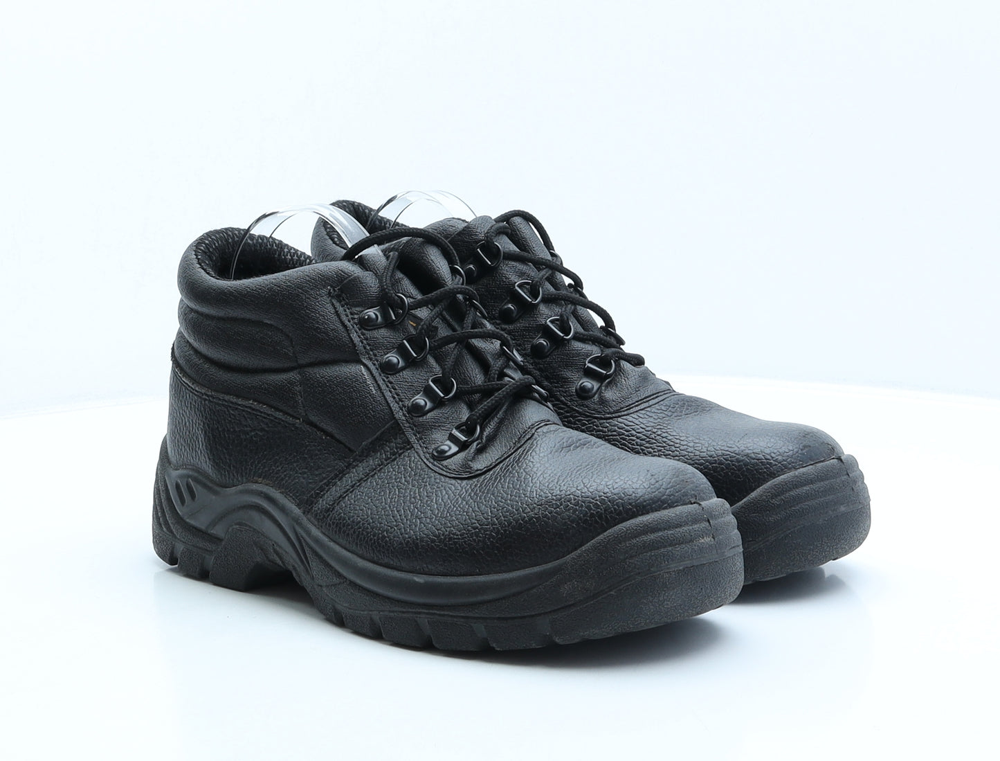 Work Tough Mens Black Leather Trainer UK 7 41 - Oil Resistant, Work shoes