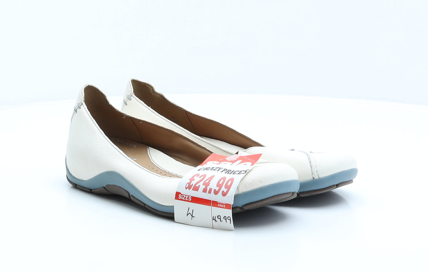 Clarks Womens Ivory Leather Ballet Flat UK 4