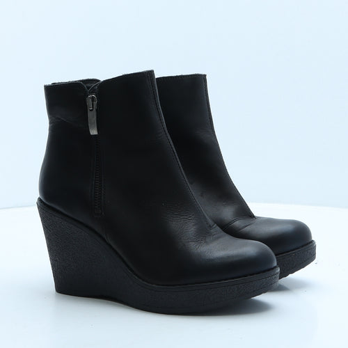 NEXT Womens Black Leather Bootie Boot UK 4 37