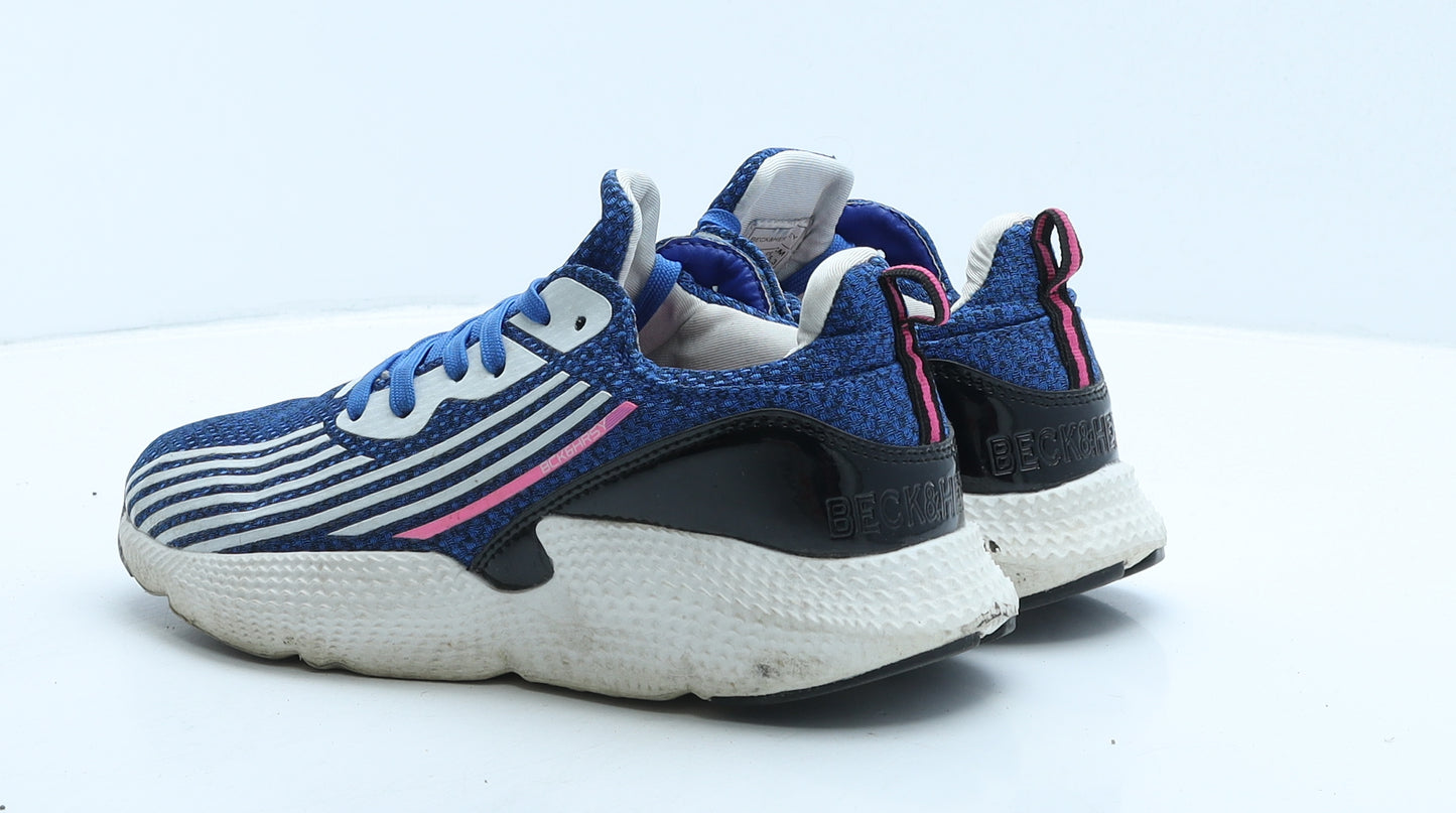 Beck & Hersey Womens Blue Geometric Fabric Trainer UK 5 38