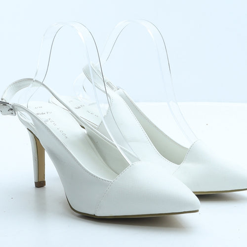 New Look Womens White Leather Slingback Heel UK 6 39