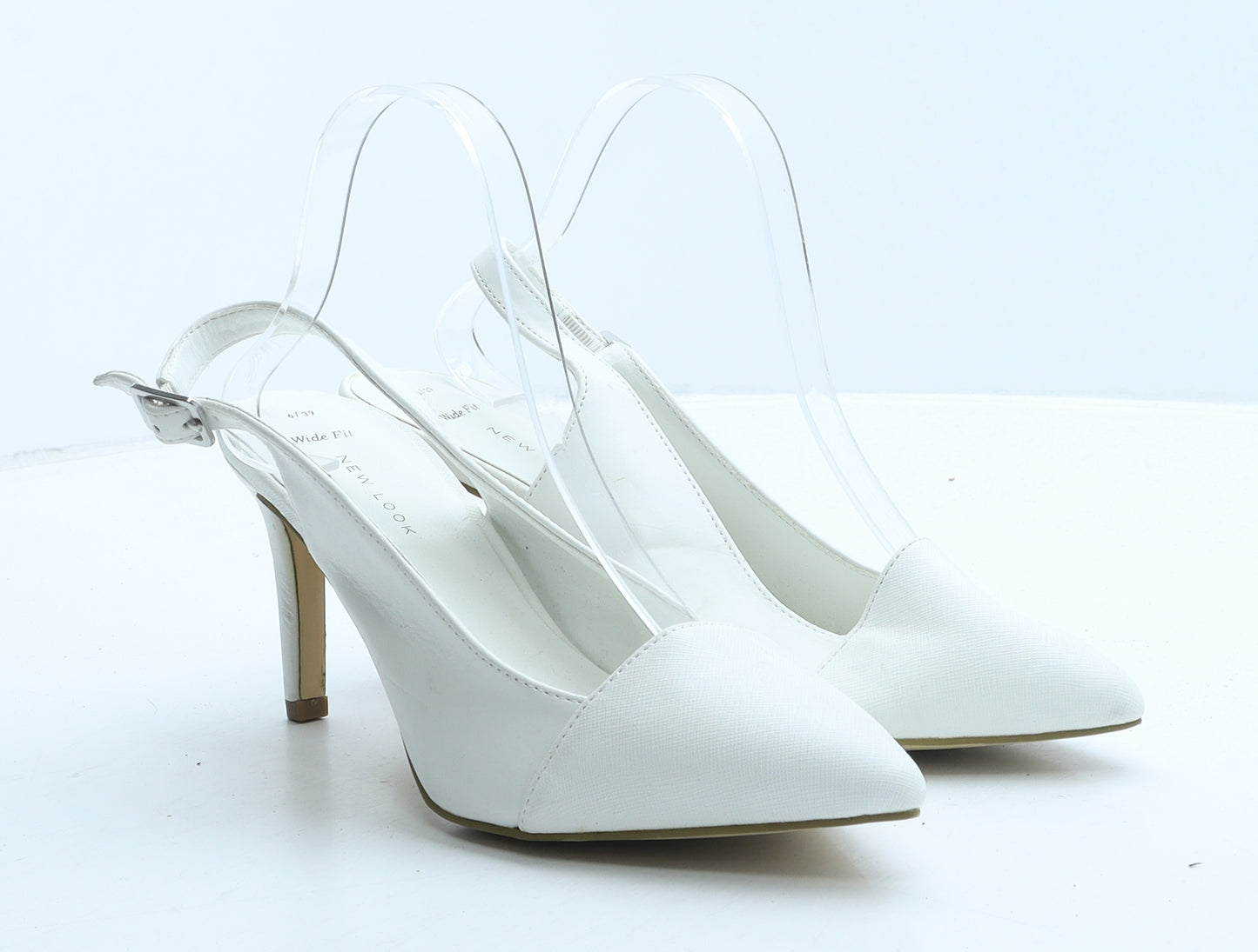 New Look Womens White Leather Slingback Heel UK 6 39