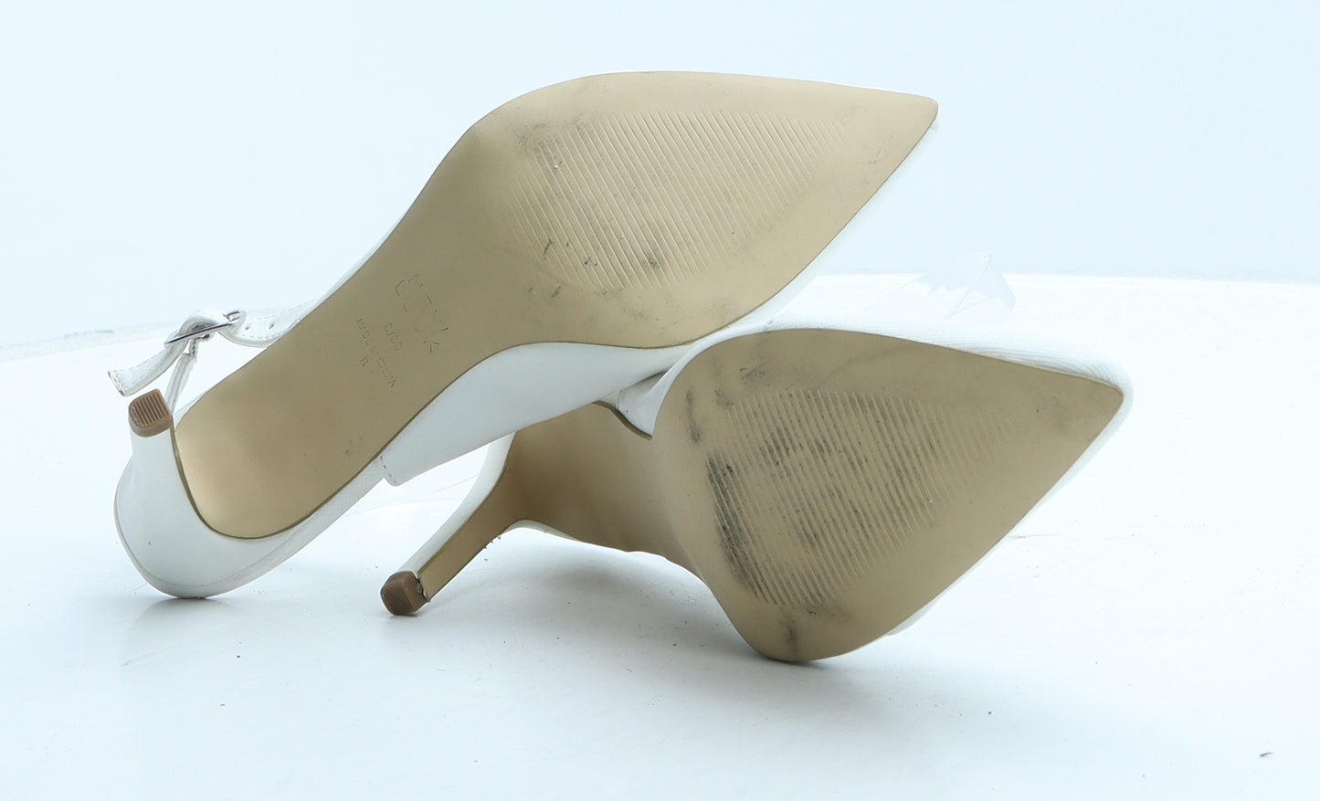 New Look Womens White Leather Slingback Heel UK 6 39